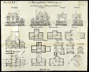 859279 Aanzichten, doorsneden, plattegronden en situatie van het te bouwen stationsgebouw van de M.E.S.S. te ...